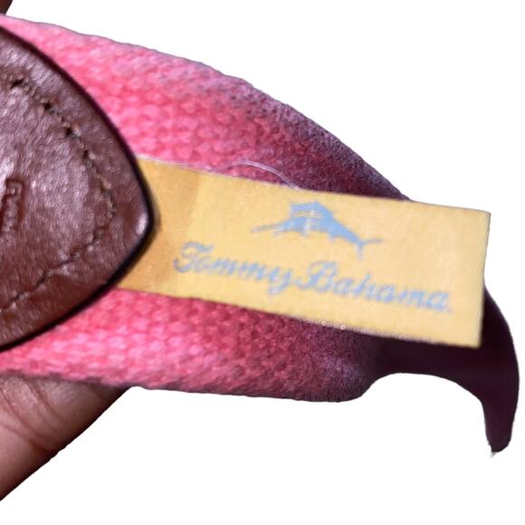 Tommy Bahama Leather Canvas Preppy Barbie Ken Pink and Brown Belt XL 42-44 - Picture 5 of 5